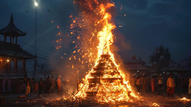 Holika dahan celebrating in india