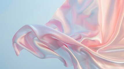 Fototapeta premium Beauty fashion and cosmetic product placement background with pastel silk cloth wave Premium brand mockup template with luxury silk fabric floating in empty studio space : Generative AI