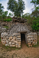 typical Sardinian shepherds' accommodation during summer sheep grazing