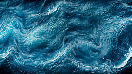 Fototapeta premium The image is of a large body of water with a blue and white color scheme. The water appears to be choppy and has a wavy texture