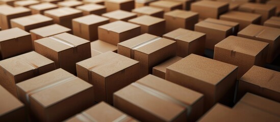 Many brown cardboard boxes with room for text