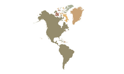 Obraz premium Map of north and south America isolated modern colorful style. for website layouts, background, education, precise, customizable, Travel worldwide, map silhouette backdrop, earth geography, political.