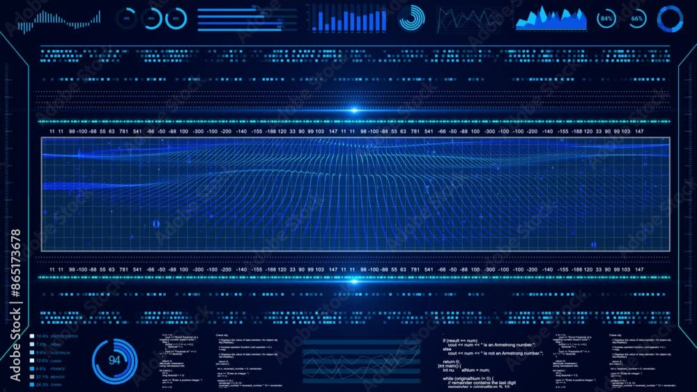 Aufkleber abstract futuristic map of world digital globe world screen background of blue glowing technology sc