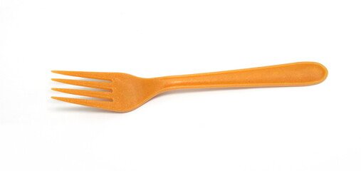 Biodergradable cutlery isolated on white background. Spoon, knife, fork.