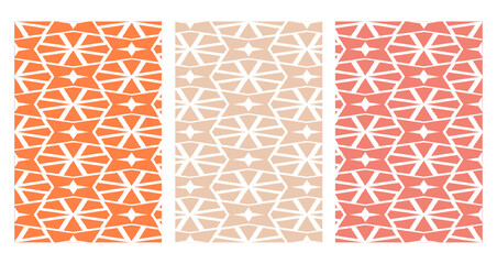 Set of 3 Oriental  pattern for fabric, wallpaper, flyer, business card. For use in graphics.