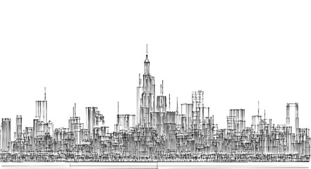 Obraz premium big modern city 3d illustration