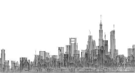 Naklejka premium big modern city 3d illustration