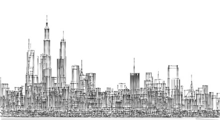 Naklejka premium big modern city 3d illustration