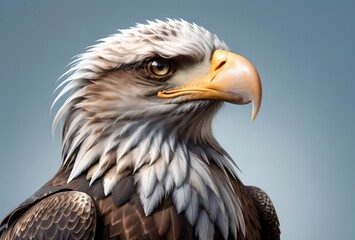 Fototapeta premium portrait of an eagle, isolated on a blue background
