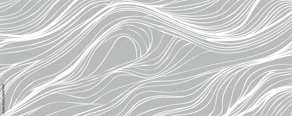 Poster pattern of waves, thin lines on light gray background. simple elegant seamless texture for textile d