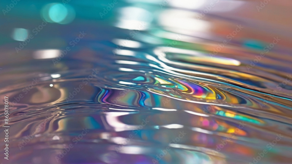 Poster fluid or gel texture with a colorful and reflective shimmering iridescent background
