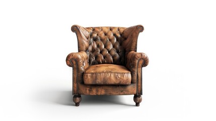 Old armchair on white background
