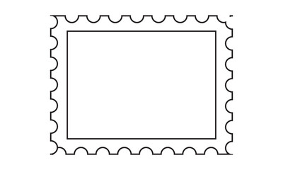 white with black outline postage stamp frame, vertical, rectangle border isolated on white background, icon, png  vector illustration, clip art. EPS 10/AI