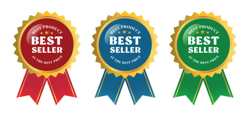 Collection of best seller labels in various colors. suitable for business purpose