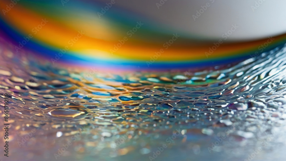 Poster fluid or gel texture with a colorful and reflective shimmering iridescent background