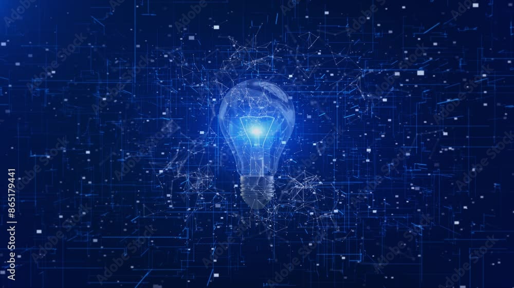 Poster light bulb idea icon circuit board light bulb made of glowing circuit board electrons cyberspace bac