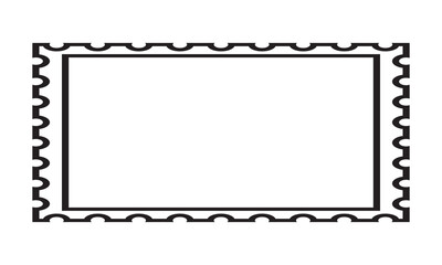 white with black outline postage stamp frame, vertical, rectangle border isolated on white background, icon, png  vector illustration, clip art. EPS 10/AI