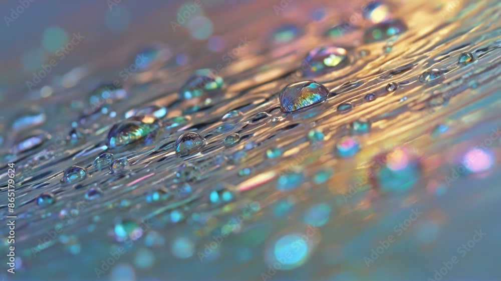 Poster fluid or gel texture with a colorful and reflective shimmering iridescent background