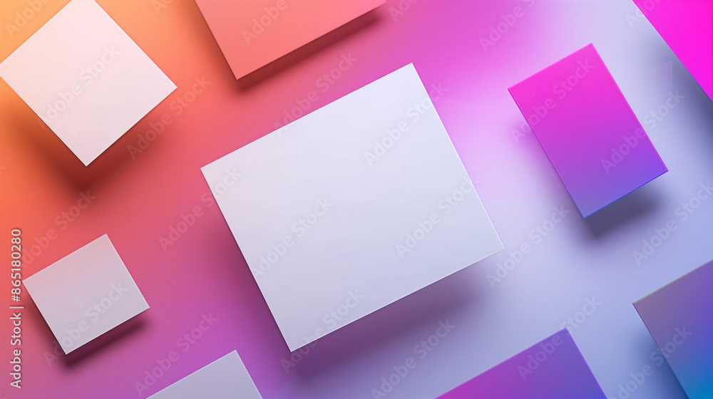 Poster 3d rendering of colorful abstract background with square and rectangle shape.