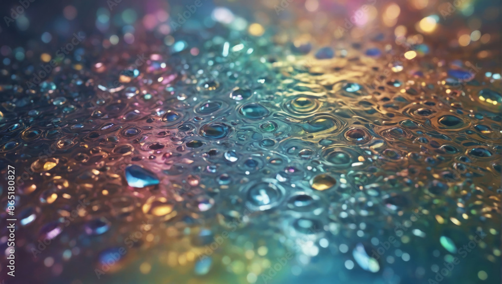 Poster fluid or gel texture with a colorful and reflective shimmering iridescent background