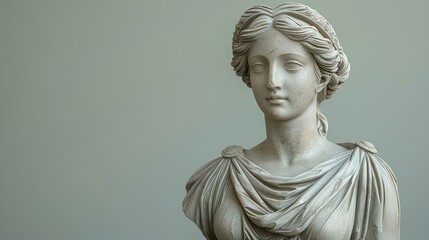 Goddess Aphrodite marble statue isolated on neutral background. Greek deity marble statue of Goddess Aphrodite. Goddess of beauty. Roman goddess Venus statue