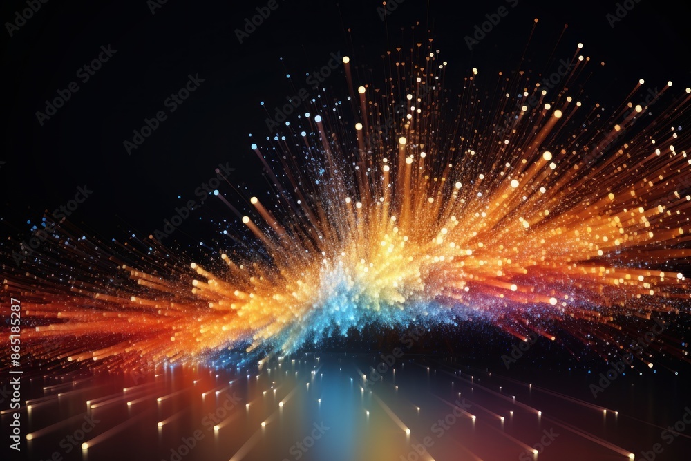 Poster digital graphic abstract background for technological processes, neural networks, digital data stora