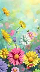Fondo de flores y plantas en primavera