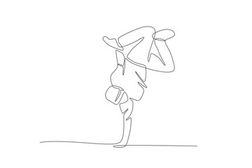 Male break dancer. Break dancing concept one-line drawing