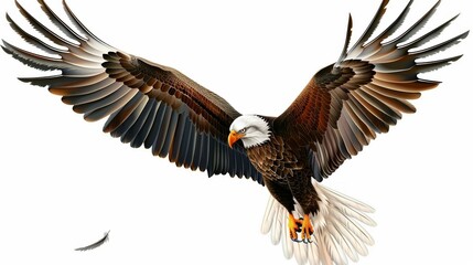 Obraz premium A close-up of a Bald Eagle in flight, showcasing its powerful wings and striking features