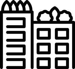 Fototapeta premium Simple line drawing of a building featuring green architectural elements promoting environmental conservation