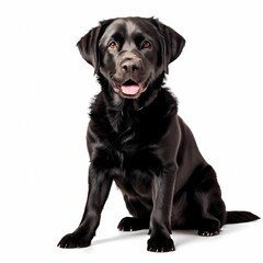 Labrador retriever dog breed standing against white background, AI Generated