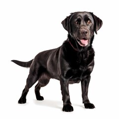 Fototapeta premium Labrador retriever dog breed standing against white background, AI Generated