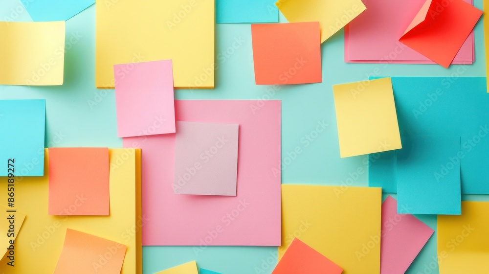 Poster a colorful assortment of sticky notes in different shapes and sizes