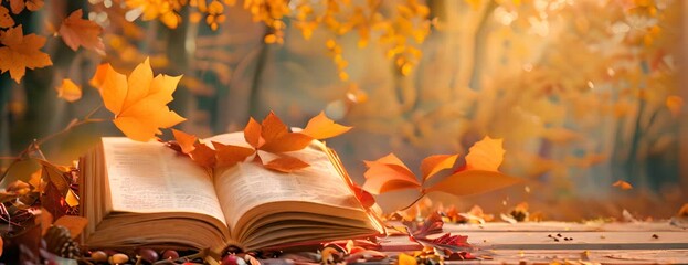 Hosting a fall-themed poetry reading, November 8th, literary works and autumn musings, 4K hyperrealistic photo. 4K Video