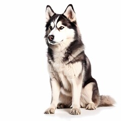 Mackenzie river husky dog breed standing against white background, AI Generated