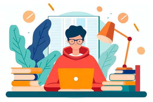 Student participating in an online course, online learning, flexible education