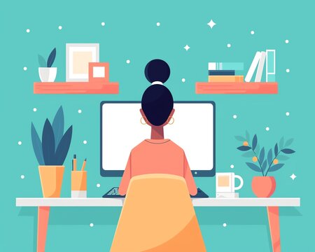 Woman enrolling in an online course to enhance her qualifications, online course, skill enhancement