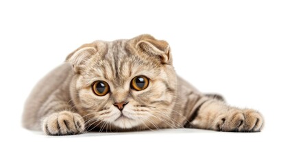 Obraz premium A curious Scottish Fold cat tilting its head, with its large, folded ears adding to its charm.