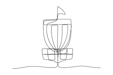 Disc golf one line icon. Doodle drawing isolated on white background
