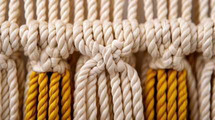 A close up of a piece of fabric with a yellow and white stripe
