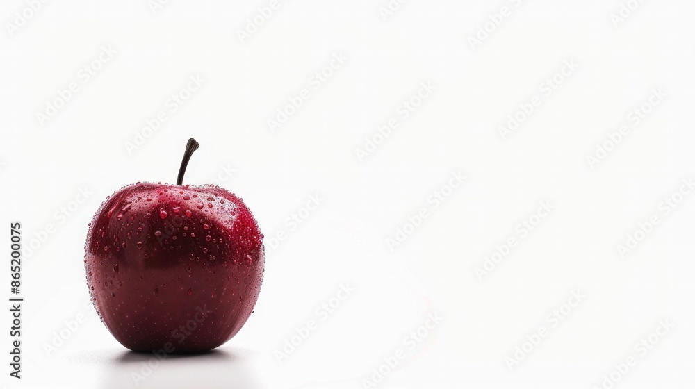 Poster a minimalist image of a ripe red apple, isolated on a white background. the apple is represented by 