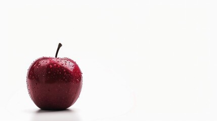 A minimalist image of a ripe red apple, isolated on a white background. The apple is represented by a simple outline or silhouette