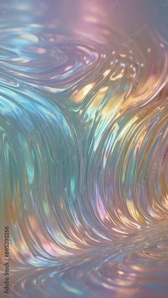 Poster fluid or gel texture with a colorful and reflective shimmering iridescent background