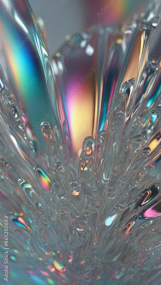 Poster fluid or gel texture with a colorful and reflective shimmering iridescent background