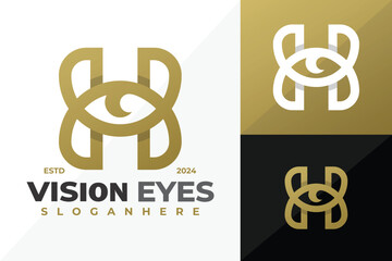 Letter X Vision Eyes Logo design vector symbol icon illustration