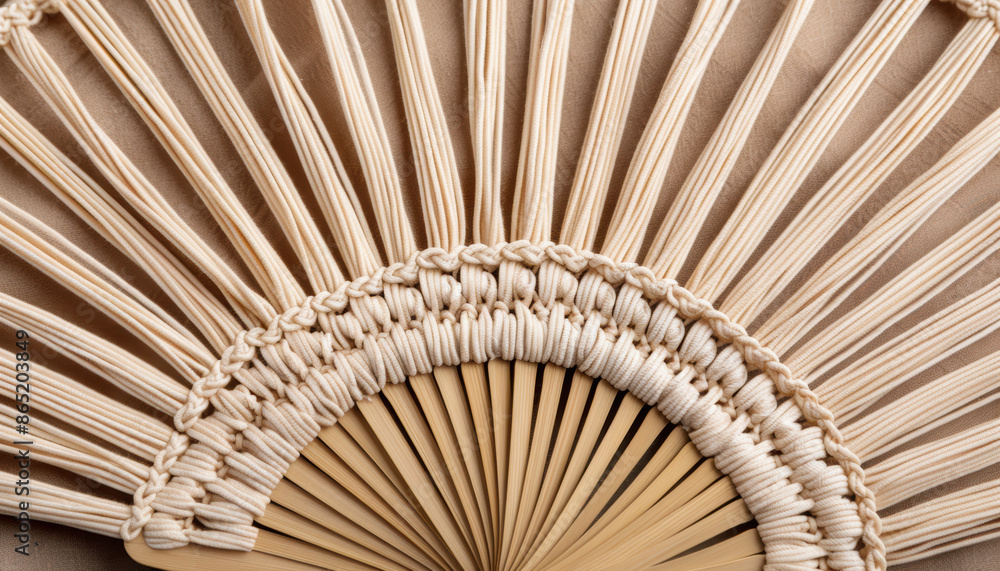 Poster A fan made of white string with a brown background