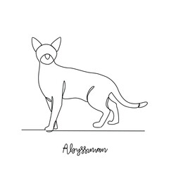 One continuous line drawing of Abyssinian vector illustration. Type of Cat themes design concept with simple linear style vector. Cats are domesticated mammals, loyalty and companionship to humans.