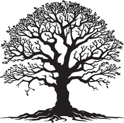 Obraz premium tree without leaf black and white silhouettes vector illustration
