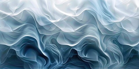 Obraz premium Delicate, wispy layers of blue and white fabric undulate gracefully, evoking a sense of calm and tranquility.