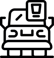 Line icon of a car with a location symbol, representing a car sharing service using gps technology